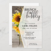 Brautparty, Sonnenblumen, Brunch und Bläschen Einladung (Vorne/Hinten)