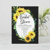 Brautparty Sonnenblumen | Eukalyptus Floral Frame Einladung (Stehend Vorderseite)