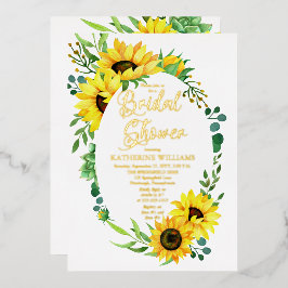 Brautparty Sonnenblumen | Eukalyptus Floral Frame Folieneinladung