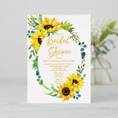 Brautparty Sonnenblumen | Eukalyptus Floral Frame Folieneinladung (Stehend vorne)