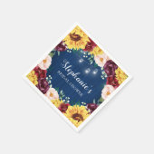 Brautparty Sonnenblumen Fall Blumenblauer Navy Serviette (Ecke)