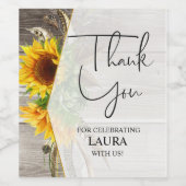 Brautparty, Sonnenblumen, GASTGESCHENK Weinetikett (Einzelnes Label)