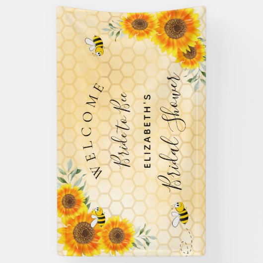 Brautparty-Sonnenblumen Honigwabenbraut zu Biene Banner (Vertikal)