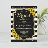 Brautparty - Sonnenblumen Streifen Einladung (Stehend Vorderseite)