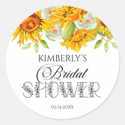 Brautparty Sonnenblumenaufkleber Runder Aufkleber (Vorderseite)