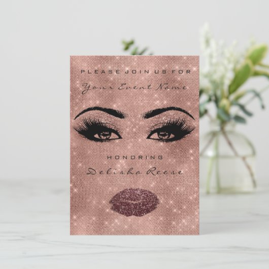 Brautparty Spark 16. Rose Spark Glitzer Eggpla Einladung (Stehend Vorderseite)