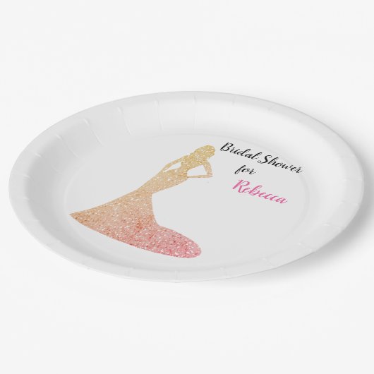 Brautparty Sparkle & Shine Paper Plate Pappteller (Schrägansicht)