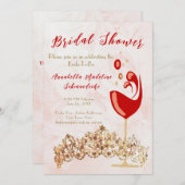 Brautparty Spaß Weinkronen Weißes Gold Einladung (Vorne/Hinten)