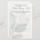 Brautparty-Spiel, dessen Erinnerung aus Tinte best (Vorne/Hinten)