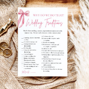 Brautparty-Spiel: Hochzeitstraditionen mit rosa Sc Einladung