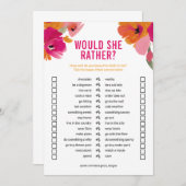 Brautparty-Spiel "Wäre sie lieber" Einladung (Vorne/Hinten)