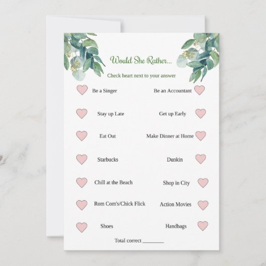 Brautparty-Spiel würde sie eher Einladung (Vorderseite)