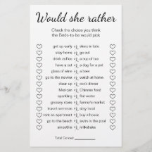 Brautparty-Spiel würde sie eher Karte