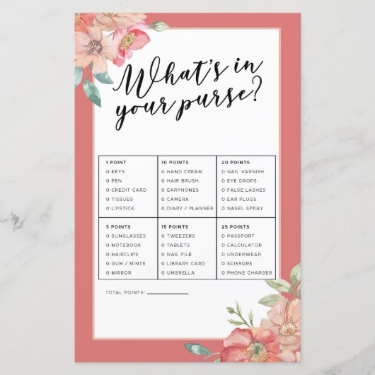 Brautparty Spiele Was ist in deinem Handspiel Pink (Vorderseite)