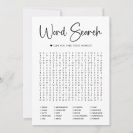 Brautparty-Spielkarte für Word-Suche Einladung