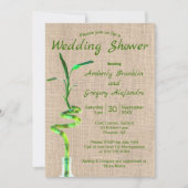 Brautparty Spiraled Lucky Bamboo Rustikaler Burlap Einladung (Vorderseite)