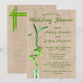 Brautparty Spiraled Lucky Bamboo Rustikaler Burlap Einladung