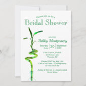 Brautparty Spiralgeschmack Lucky Bamboo über Weiß Einladung (Vorderseite)