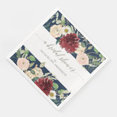 Brautparty Spring Burgundy Rose Blumenfoliage Serviette (Ecke)