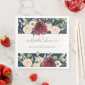 Brautparty Spring Burgundy Rose Blumenfoliage Serviette (Beispiel)