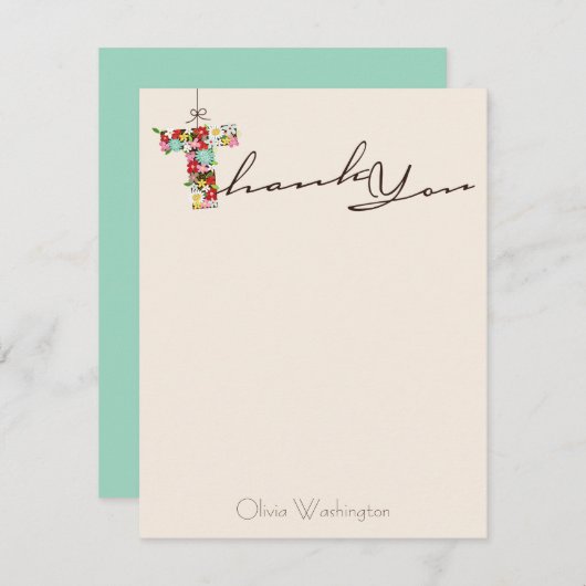 Brautparty Spring Flowers Danke Karte (Vorne/Hinten)