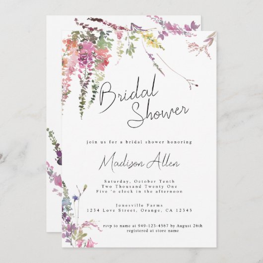 Brautparty "Spring Meadow" Ankündigung (Vorne/Hinten)