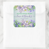 Brautparty Spring Wedding Violets Quadratischer Aufkleber (Tasche)
