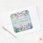 Brautparty Spring Wedding Violets Quadratischer Aufkleber (Umschlag)