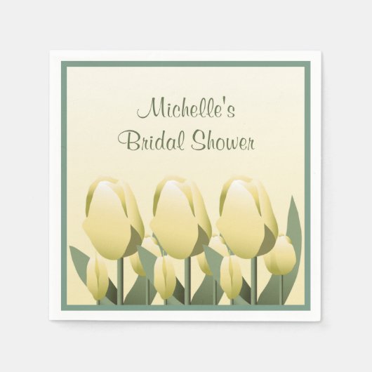 Brautparty Spring Yellow Tulip Cocktail Serviette (Vorderseite)