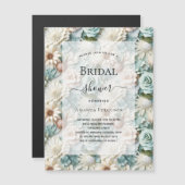 Brautparty staubige grüne Blumen Luxus Magneteinladung (Vorne/Hinten)