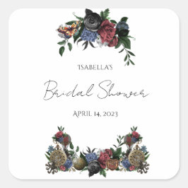 Brautparty Steam Punk Blumenweinetikett Quadratischer Aufkleber