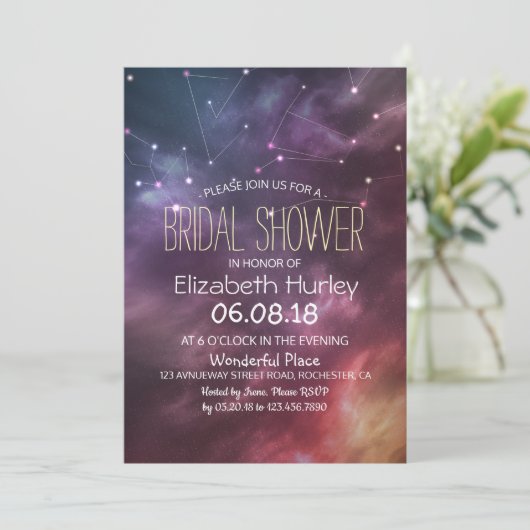 Brautparty-Sternennebel Einladung (Stehend Vorderseite)