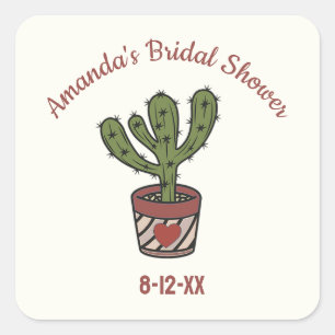 Brautparty-Sticker für benutzerdefinierbare Cactus Quadratischer Aufkleber