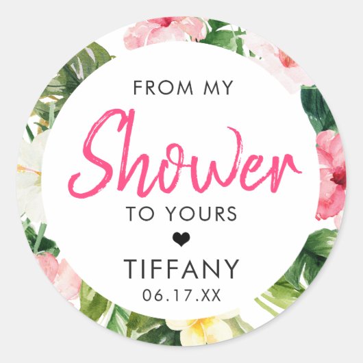 Brautparty-Stickers für tropische Blätter Runder Aufkleber (Vorderseite)