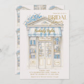 Brautparty "Story Book Blue Bookstore Library" Einladung (Vorne/Hinten)