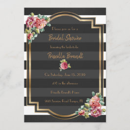 Brautparty, Streifen, Schwarz-weiß Einladung