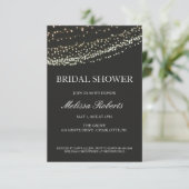 Brautparty String Lights Night Einladung (Stehend Vorderseite)