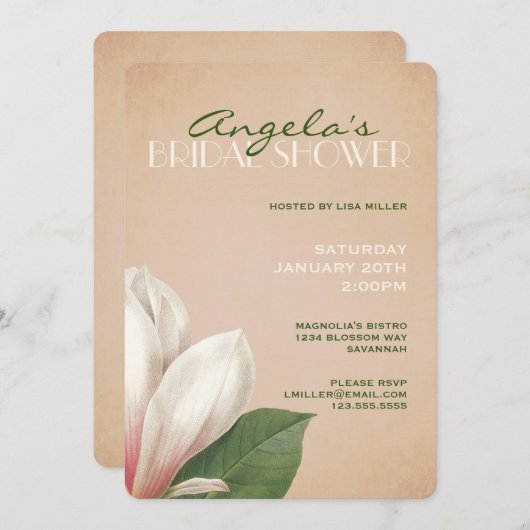 Brautparty SüdMagnolien | Rustikaler Schweiß Einladung (Vorne/Hinten)