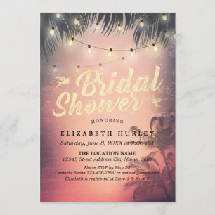 Brautparty Summer Beach Palm Tree String Light Einladung