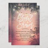 Brautparty Summer Beach Palm Tree String Light Einladung (Vorne/Hinten)