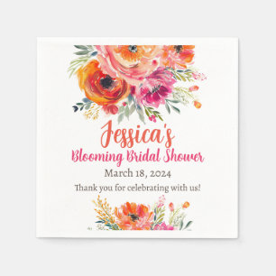 Brautparty Summer Orange und Pink Florals Serviette