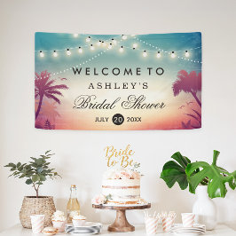 Brautparty Summer String Lights Palm Trees Banner