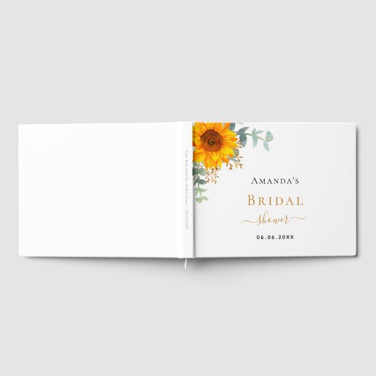 Brautparty sunflower eucalyptus rustikaler Name Gästebuch (Voll)
