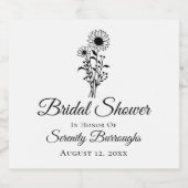 Brautparty Sunflower Hochzeit Rustikale Wildblumen Alkoholflaschenetikett (Einzelnes Label)