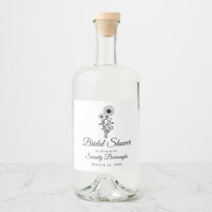 Brautparty Sunflower Hochzeit Rustikale Wildblumen Alkoholflaschenetikett