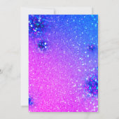 Brautparty Sweet 16. Holographic Glitzer Blue Einladung (Rückseite)