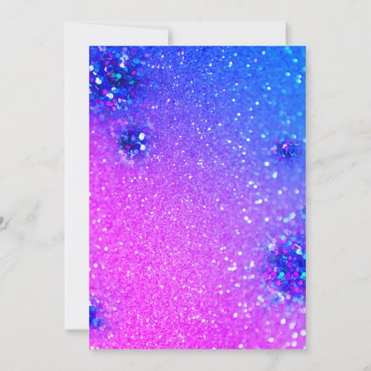 Brautparty Sweet 16. Holographic Glitzer Blue Einladung (Rückseite)