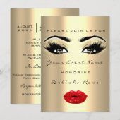 Brautparty Sweet 16. Kiss LIPS MAKE-UP RED Einladung (Vorne/Hinten)