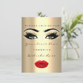 Brautparty Sweet 16. Kiss LIPS MAKE-UP RED Einladung (Stehend Vorderseite)