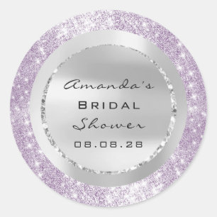 Brautparty Sweet 16. Lila Spark Glitzer Grau Runder Aufkleber